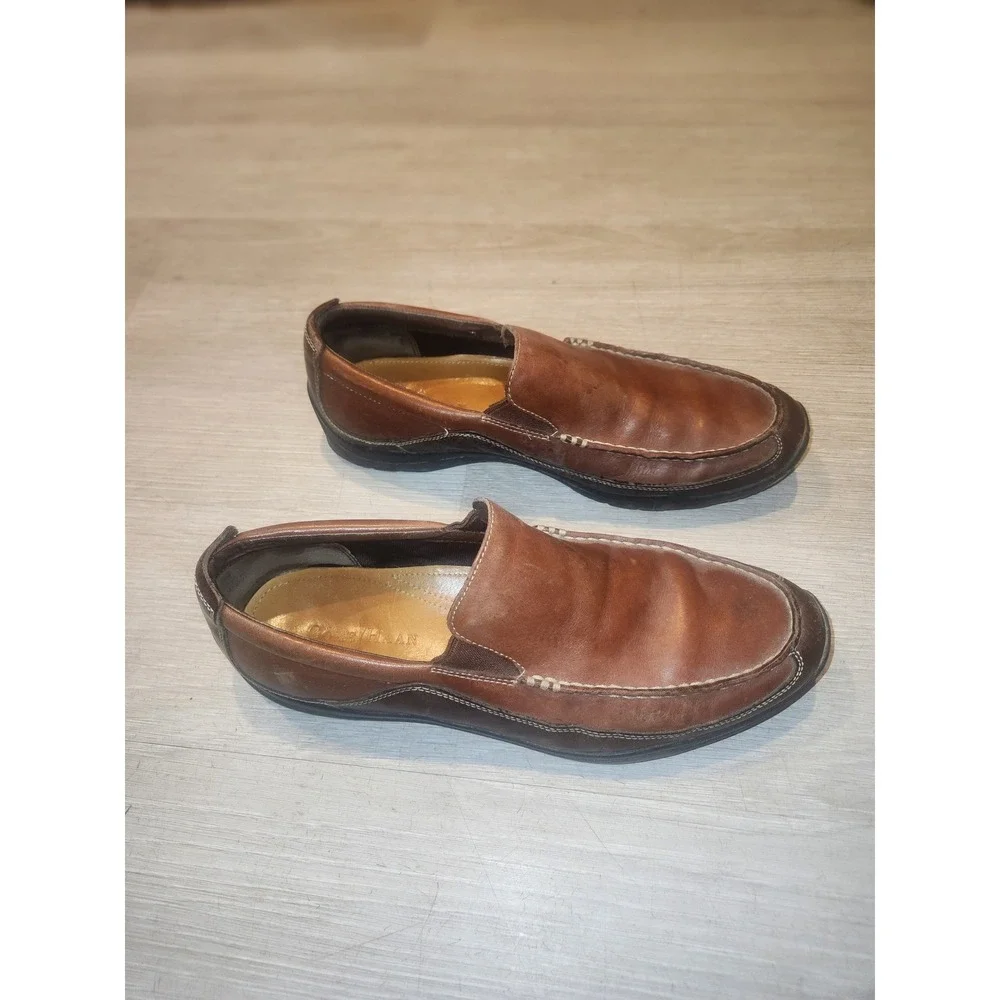Cole Haan‎ Mens C08038 Brown Leather Nike Air Slip On Loafers Size 11M